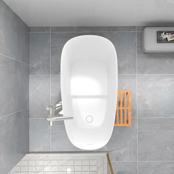 1200mm Modern Oblique Deep Freestanding Matte White Stone Resin Japanese Soaking Bath - Image 10