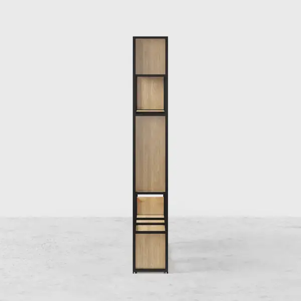 2000mm Modern Black Steel Geometric Bookcase 6-Tier Bookshelf Wooden Tall Book Shelf - Image 13