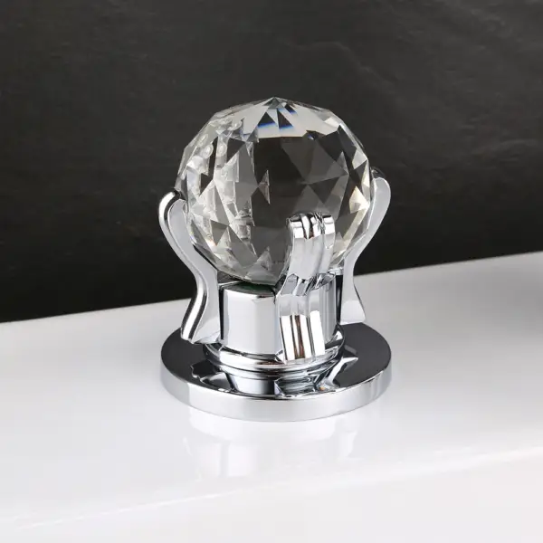 Morga Chrome Waterfall Bathroom 3 Hole Basin Tap with Crystal Handles - Image 6