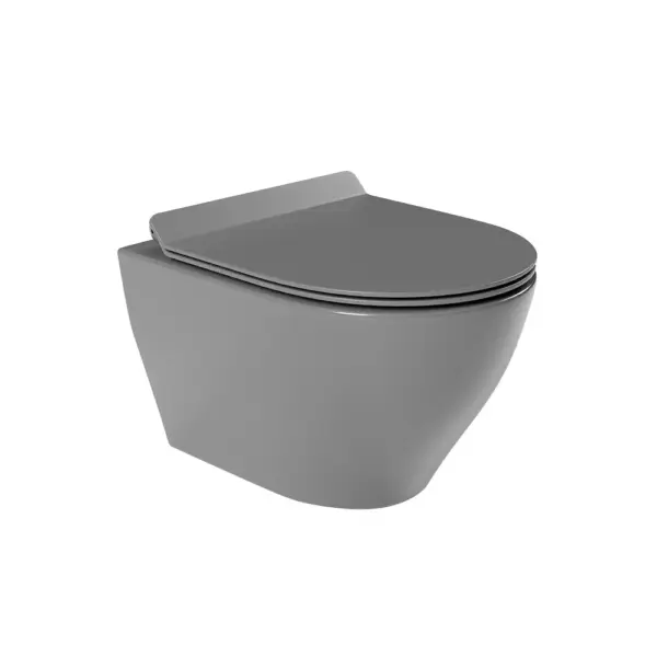 Modern Round Wall Mounted Toilet Wall Hung One-Piece Ceramic Simplism in Deep Grey - Image 9