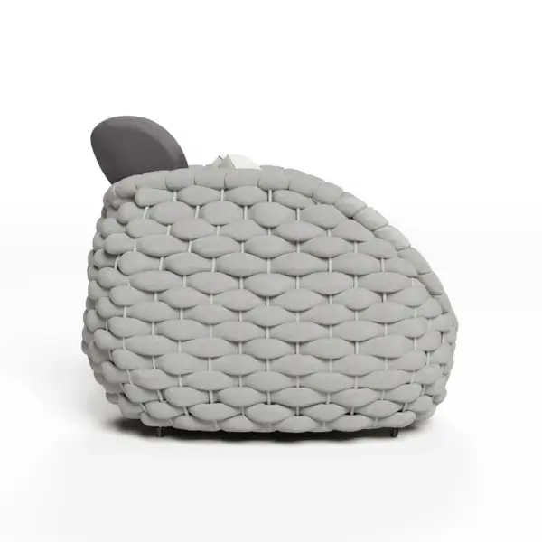 Tatta Modern Outdoor Swivel Chair 360 Degree Rotatable Gray Woven Rope Armchair Sofa - Image 8