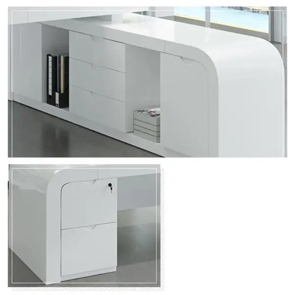 Chicent L-shaped Modern Executive Desk with Ample Storage Left Hand in White - Image 13