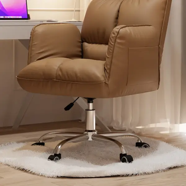 Modern PU Leather Task Chair Upholstered Swivel Office Chair Height Adjustable - Image 6
