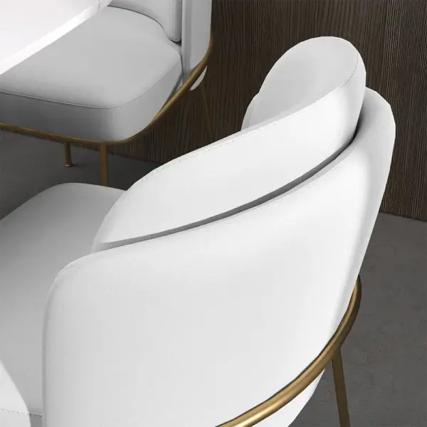 Mid-Century Modern 7 Piece Dining Room Sets 1200mm Round Dining Table White 6 Chairs - Image 9