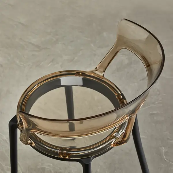 Modern Acrylic Dining Chair in Amber Dining Table Chairs with Arms - Image 6