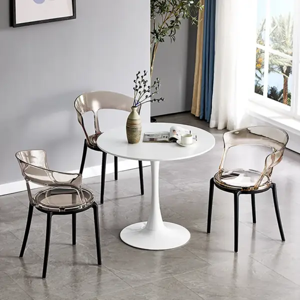 Modern Acrylic Dining Chair in Amber Dining Table Chairs with Arms - Image 3