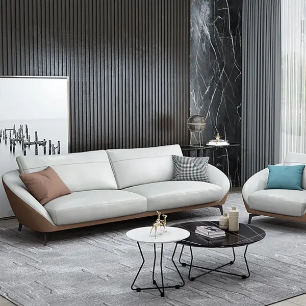 2000mm White Leath-Aire Sofa Upholstered Sofa 3-Seater Sofa Luxury Sofa - Image 3