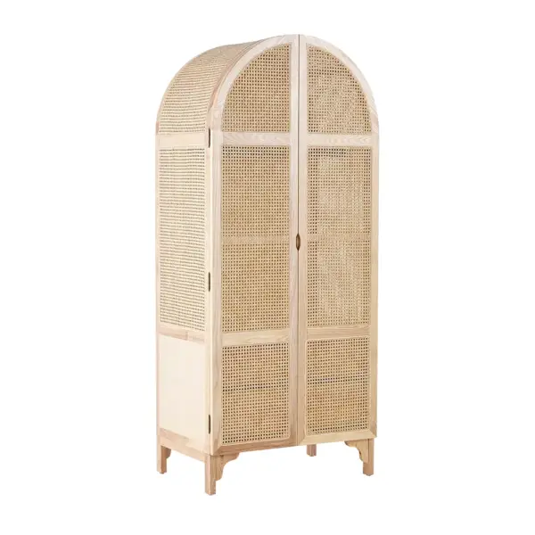 Natural Woven Rattan Bedroom Clothing Armoire with Hidden 2 Doors and Drawers Wardrobe (Copy) - Image 12