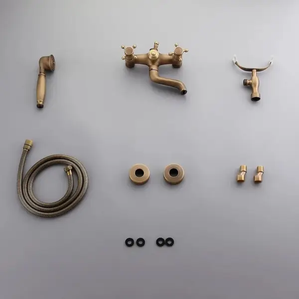 Chester Classic Style Antique Brass Wall Mount Clawfoot Tub Filler with Hand Shower - Image 9