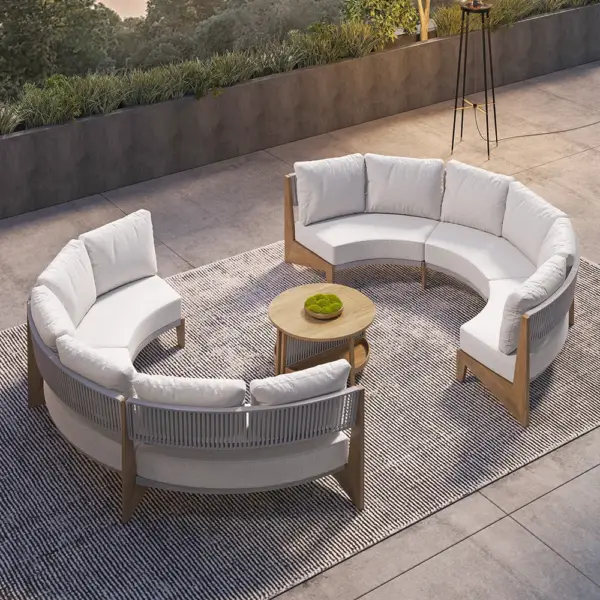 8 Pieces Farmhouse Curved Modular Outdoor Patio Sectional Sofa Set with Coffee Table - Image 10