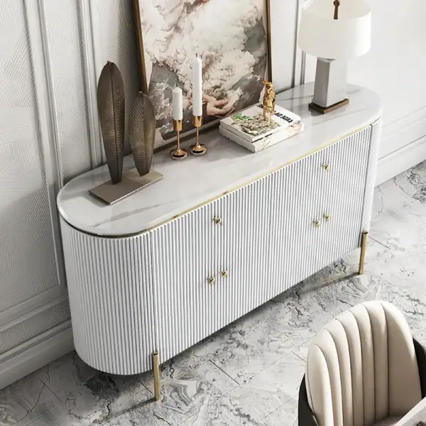 Yelly 1400mm Modern Marble Top Buffet & Sideboard Doors & Drawers & Shelves - Image 3
