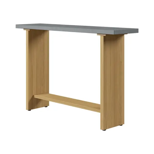 1400mm Concrete Grey Bar Height Pub Table Kitchen Bar Table Solid Wood Natural Pedestal - Image 8