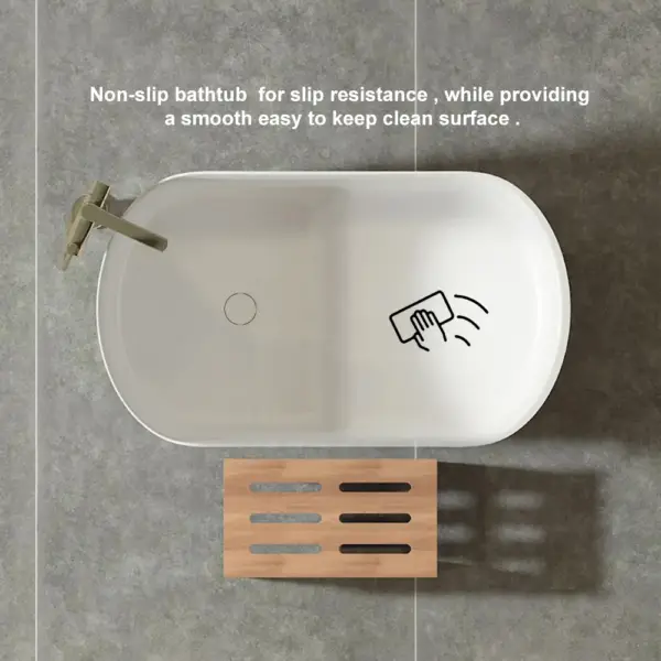 1000mm Modern Deep Oval Freestanding Matte White Stone Resin Japanese Soaking Bath - Image 13