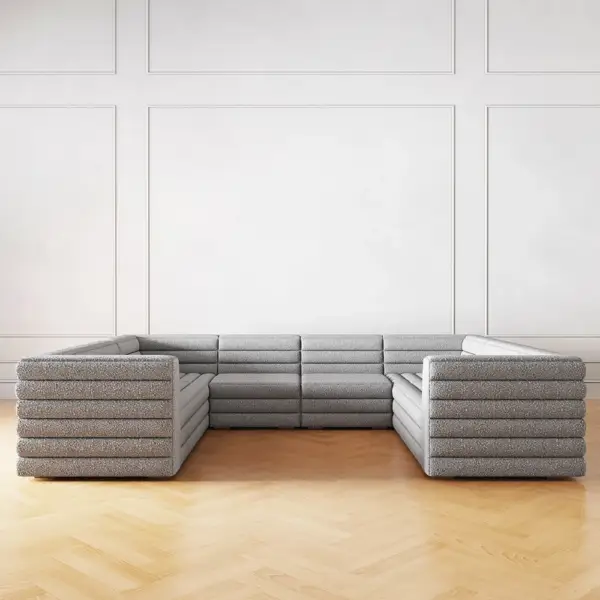 3200mm U-Shaped Modern Grey Boucle Modular Sectional Sofa for 8 Seaters - Image 14