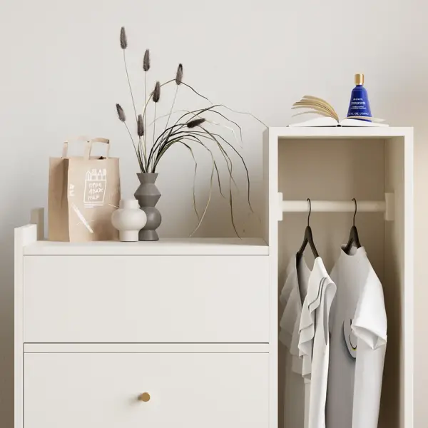 Modern White Mirrored Dresser Chifforobe Wardrobe Closet with 4 Drawers - Image 6