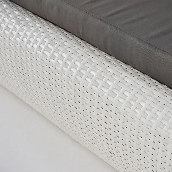 White Woven Rattan Round 1910mm Outdoor Sofa with Cushion & Pillow and Curved Back - Image 10