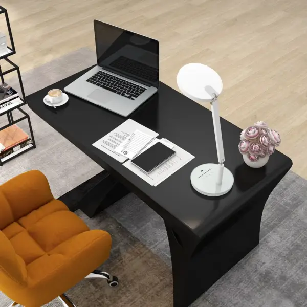 1400mm Modern Rectangular Black Computer Desk Office Desk with Pedestal Base - Image 2