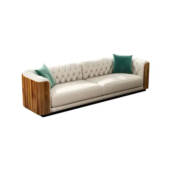 Wovent Modern Beige Faux Leather Tufted Sofa & Loveseat Living Room Set of 3 - Image 10