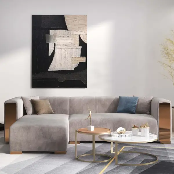 Veln 2800mm L-Shape Grey Velvet Upholstered Sectional Sofa with Left Chaise - Image 4