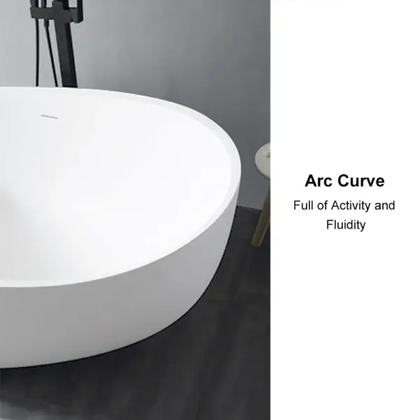 1785mm Contemporary Oval Freestanding Stone Resin Soaking Bath in Glossy White - Image 15