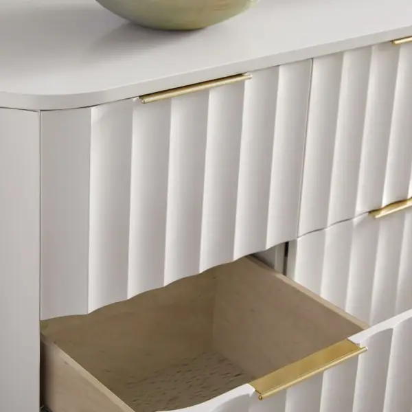 1200mmW Modern 6-Drawer White Bedroom Dresser for Storage in Gold - Image 4