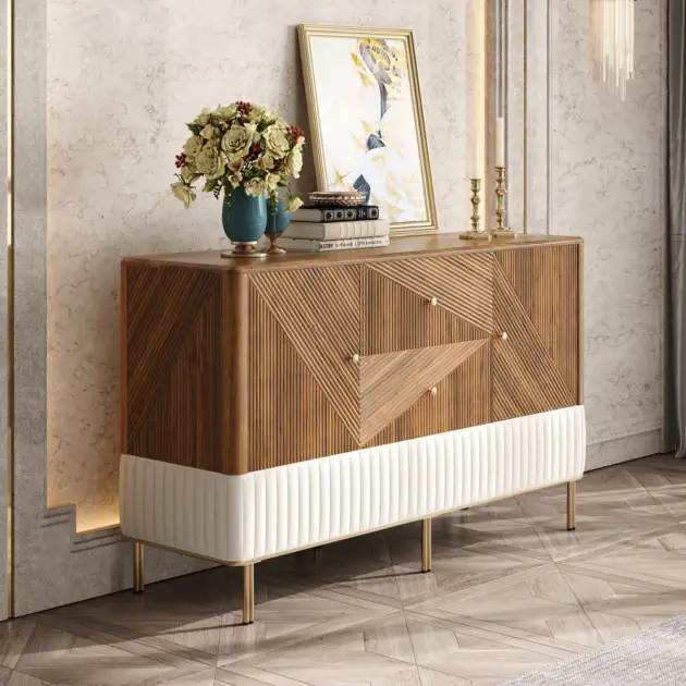 Wovent 1520mm Mid-Century Modern Walnut Sideboard Wood Kitchen Buffet with Storage