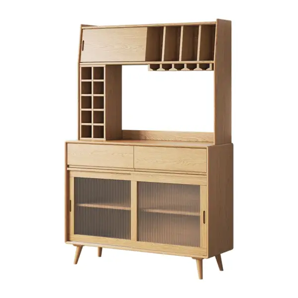 Mid-Century Modern 1710mm Tall Freestanding Pantry Cabinet with Storage Natural Hutch - Image 8