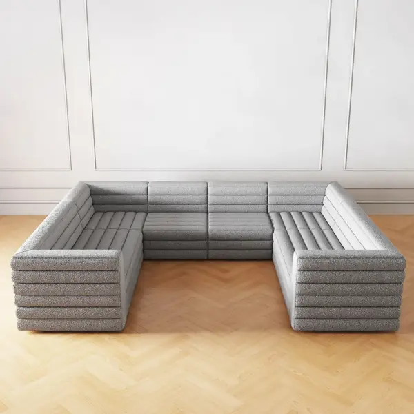 3200mm U-Shaped Modern Grey Boucle Modular Sectional Sofa for 8 Seaters - Image 15