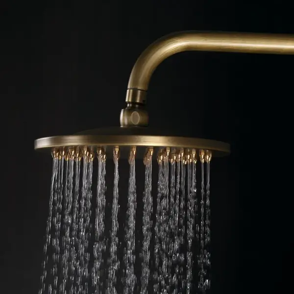 Antique Brass Single Lever Exposed Rain Shower System with Hand Shower & Bath Filler - Image 9