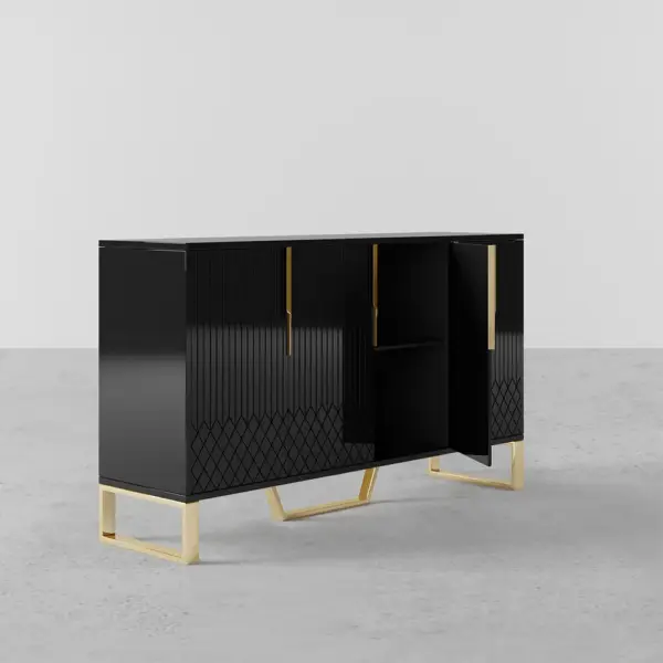 Aro Modern Black Wood Sideboard Cabinet 4 Doors for Kitchen Storage 1500mm Wide - Image 8