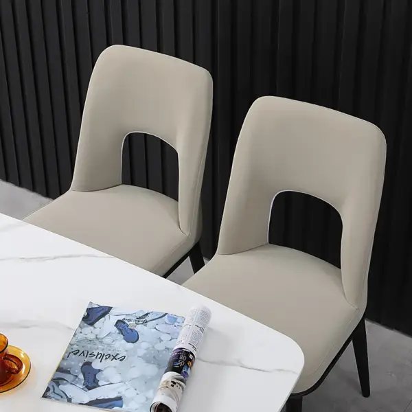 Modern Khaki Dining Chair Loop Backrest Armless Chair Carbon Steel in Black (Set of 2) - Image 7