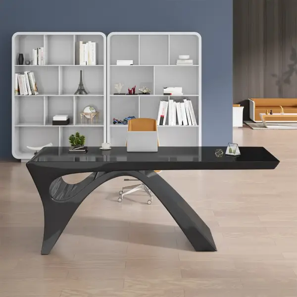 1400mm Modern Rectangular Black Computer Desk Office Desk with Pedestal Base - Image 5