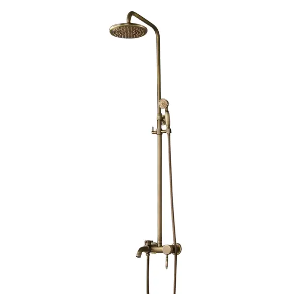 Antique Brass Single Lever Exposed Rain Shower System with Hand Shower & Bath Filler - Image 10