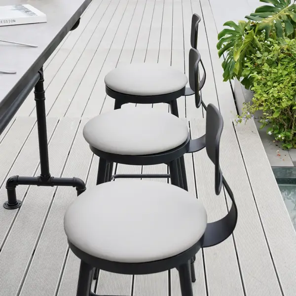 7 Pieces Rectangle Outdoor Patio Bar Dining Set with Teak Table and Chairs for 6 Person - Image 6