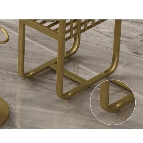 1400mm Modern Straight Bar Table with Shelves in White & Gold - Image 3