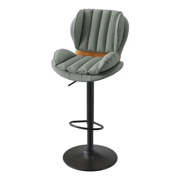Backrest Adjustable Height PU Leather Upholstered Swivel Bar Stool - Image 9