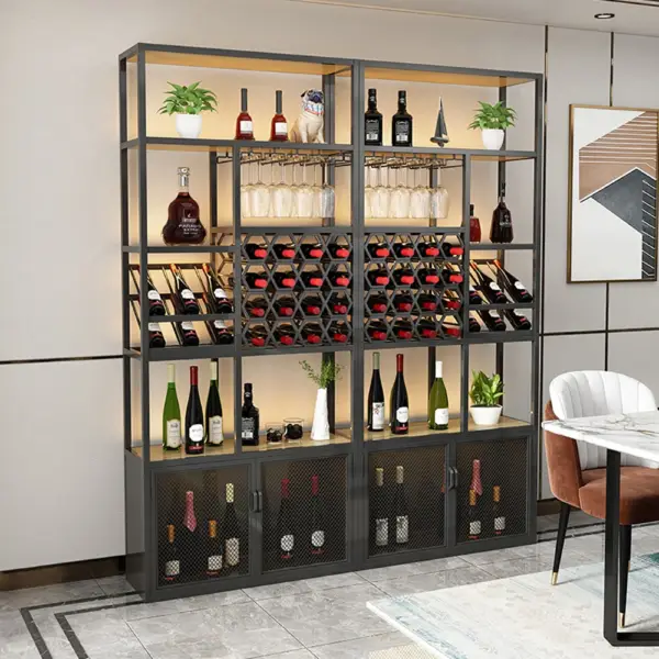 Industrial Standing Wine Rack with Glass Rack - Image 3