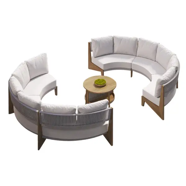 8 Pieces Farmhouse Curved Modular Outdoor Patio Sectional Sofa Set with Coffee Table - Image 13