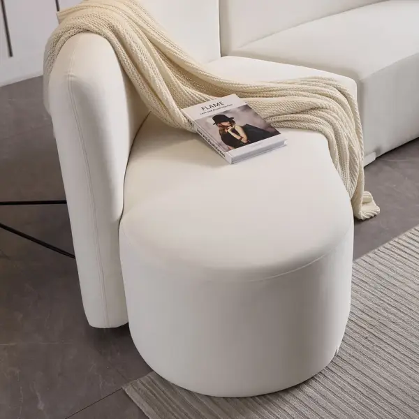 3050mm Modern White Curved Sectional Floor Sofa Velvet Upholstery for Living Room - Image 8