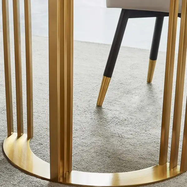2000mm Faux Marble Dining Table Gold Rectangular Top Stainless Steel Base - Image 4