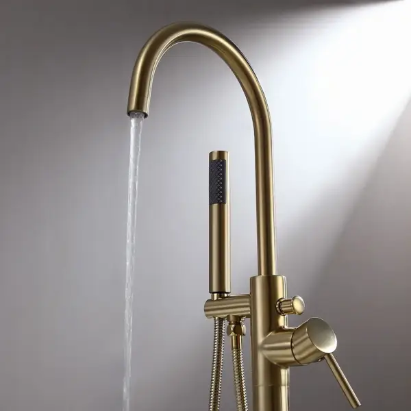 Brewst Freestanding Single Lever Handle Bath Filler Tap with Handshower Solid Brass - Image 4