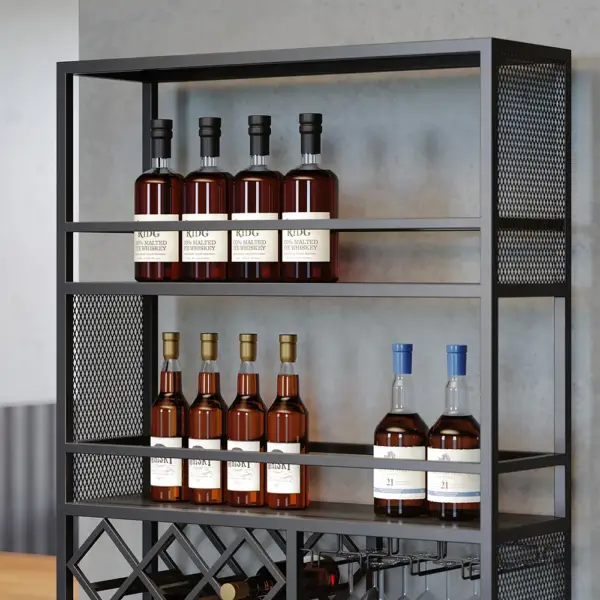 1800mm Industrial Standing Wine Rack Glass Rack in Black - Image 6