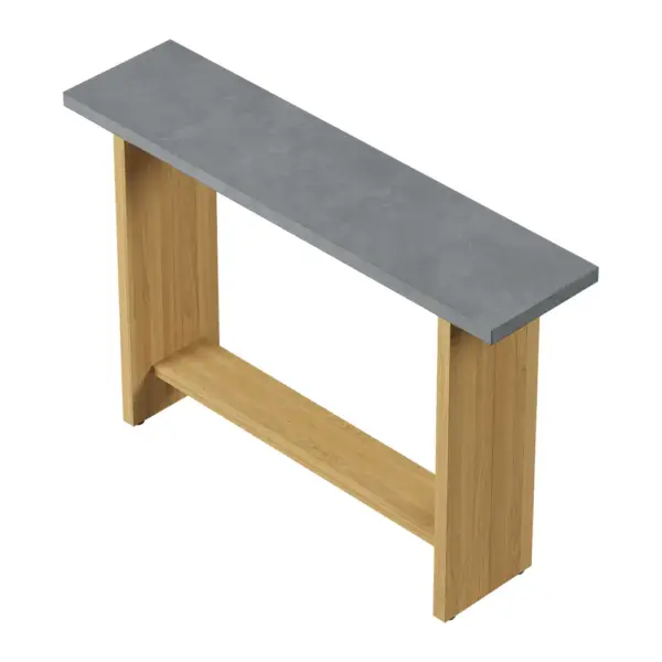 1400mm Concrete Grey Bar Height Pub Table Kitchen Bar Table Solid Wood Natural Pedestal - Image 9