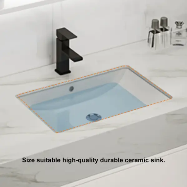 Modern 1000mm White Floating Bathroom Vanity Set Stone Top Wall Mounted Bathroom Cabinet - Image 11