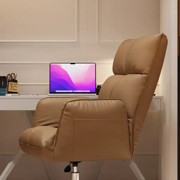 Modern PU Leather Task Chair Upholstered Swivel Office Chair Height Adjustable - Image 5