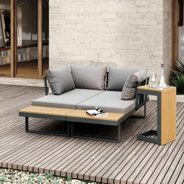 3-Pieces Sectional Outdoor Sofa Set with Cushion Back and Side Table - Image 6