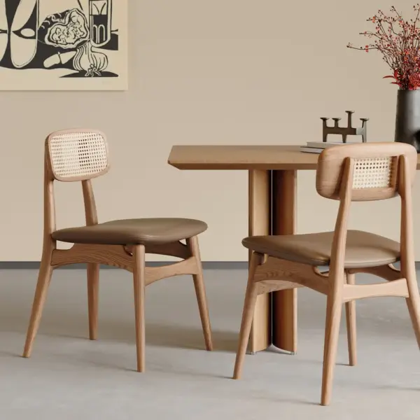 Japandi Dining Chair High Back Rattan Dining Chair (Set of 2) - Image 2