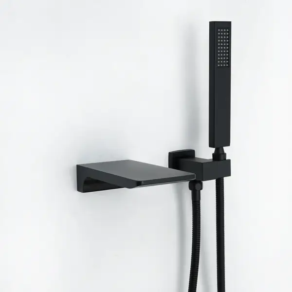 Wall Mounted Waterfall Bath Filler Mixer Tap Matte Black with Hand Shower - Image 16