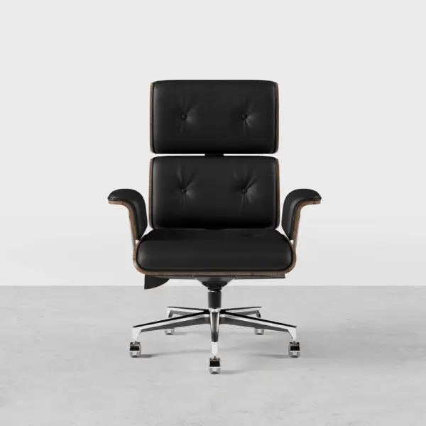 Modern Black Home Office Chair Swivel Upholstered Wooden Desk Chair Adjustable Height - Image 17
