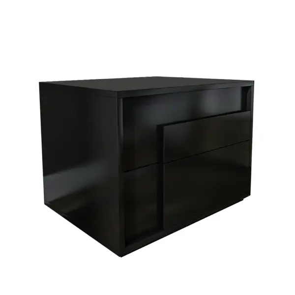Modern Black Rectangle Nightstand with 2 Drawers - Image 8